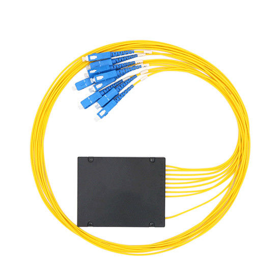 1×8 PLC Fiber Optic Splitter ABS Box Type with SC Connector for FTTH and Optical Networks