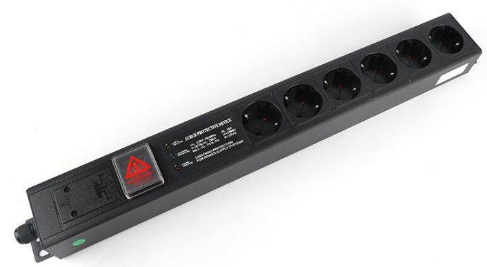 1.5U Thickness 6 Way Cabinet PDU Power Distribution Unit with 250V 16A Output for Data Centers