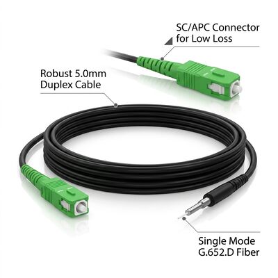 Одномодовый оптоволоконный патч-корд Simplex SC/APC G657A2 OS2 9/125 мкм, кабель FTTH для помещений 5,0 мм